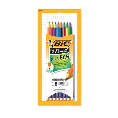 Bic Xtra Fun HB #2 Pencils For Kids Colorful Barrels Certified Non Tox