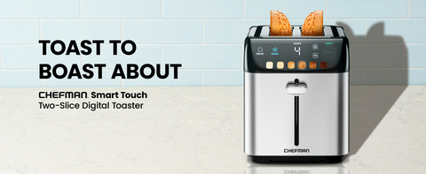 Chefman Smart Touch 4 Slice Digital Toaster, 6 Shade, Extra-Wide Slots, Removable Crumb Tray