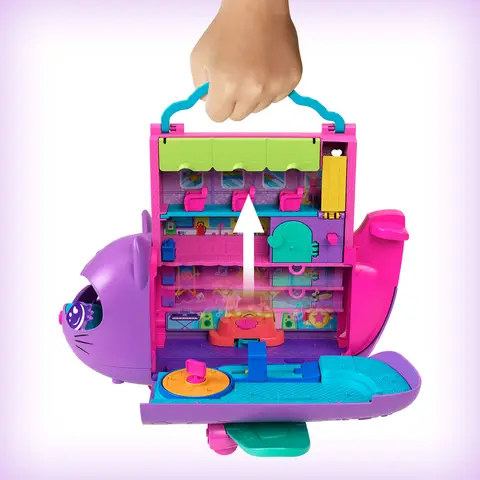 Polly Pocket Estuche de juego muñeca avión gatito Polly Pocket