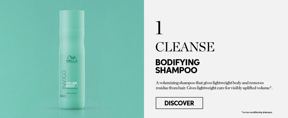 Volumizing shampoo for lightweight body and removes residue from hair