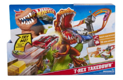 2011 Hot Wheels T-Rex Takedown Track Play Set Dino Sounds 18 Cars