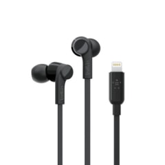 Belkin ROCKSTAR - Earphones with mic - in-ear - wired - Lightning - noise isolating - black - for Apple 10.5-inch iPad Pro; iPad mini 4; iPhone 7, 7 ...