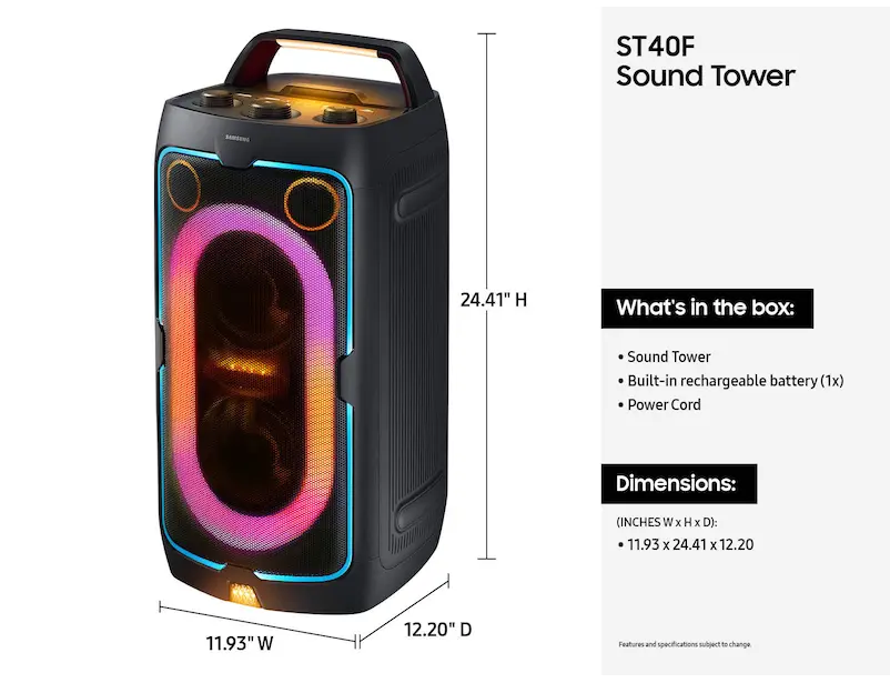Samsung MX ST40F/ZA Sound Tower 160W Portable Party Speaker with