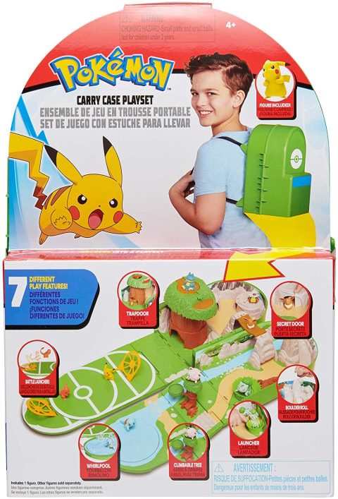 Pokemon Carry Case Backpack Play Set 2020 Green Fold Out With Bridge Ball  Figure 