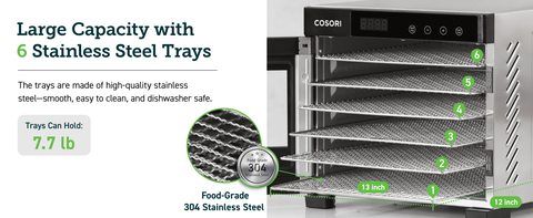 COSORI Food Dehydrator Accessories, Compatible with CP267-FD Only, BPA-Free  Mesh Screens, C267-2MS, 6 trays-mesh screen, White, 2Pack