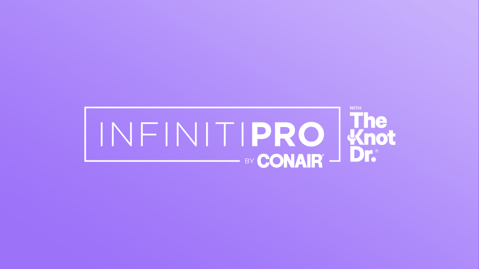 thumbnail video image 2 of InfinitiPro by Conair The Knot Dr. Professional 14" Ceramic All-in-One Detangling Styler Hot Air Brush, Ionic, Purple, 2 of 13