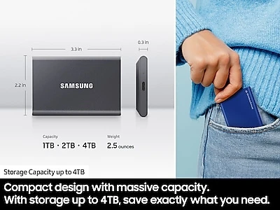 Samsung T7 4TB External USB 3.2 Gen 2 Portable SSD with Hardware