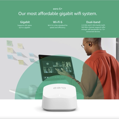 eero 6+ Dual band Mesh Wi Fi 6 System (2 pack) White R010211