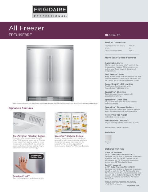 Frigidaire Professional FPFU19F8RF 19 Cu. Ft. All Freezer - Walmart.com ...