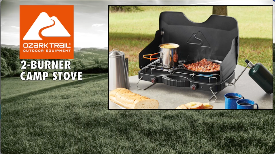 Free Shipping! Ozark Trail Camping Stove Black 2 Burner Propane