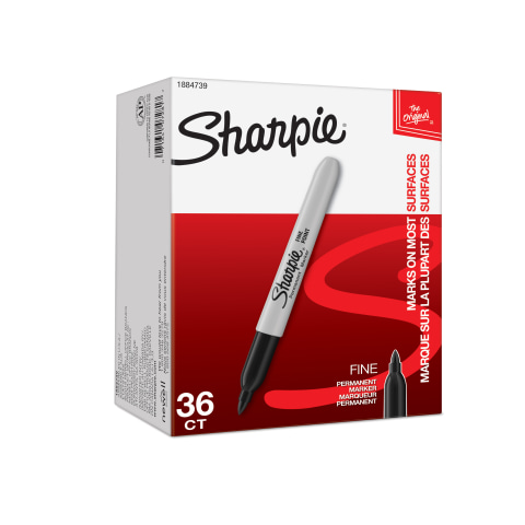  SHARPIE Permanent Markers, Fine Point, Black, 2 Boxes of 12  Total of 24 Markers : Office Products