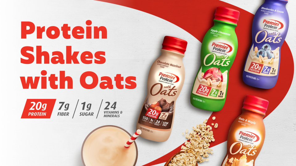 Premier Protein Shake with Oats, Blueberries & Cream, 20g Protein, 11