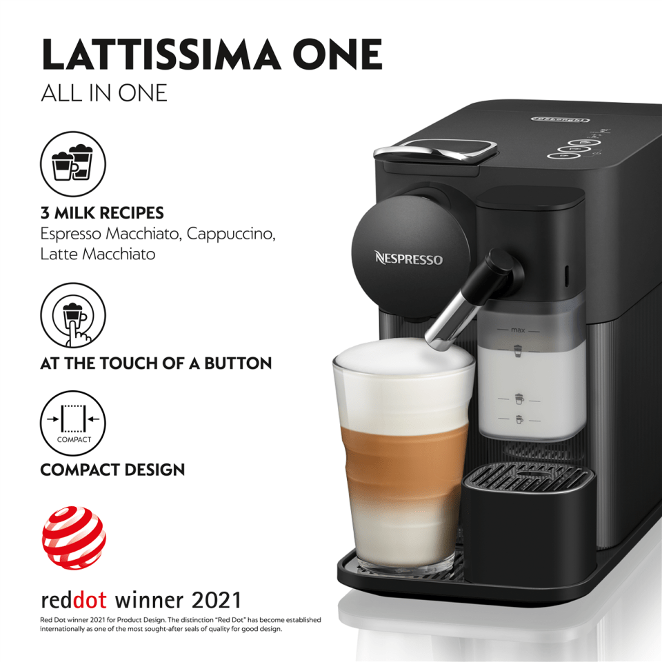 Lattissima One Original Espresso & Cappuccino Machine by De'Longhi (Black  ), Nespresso