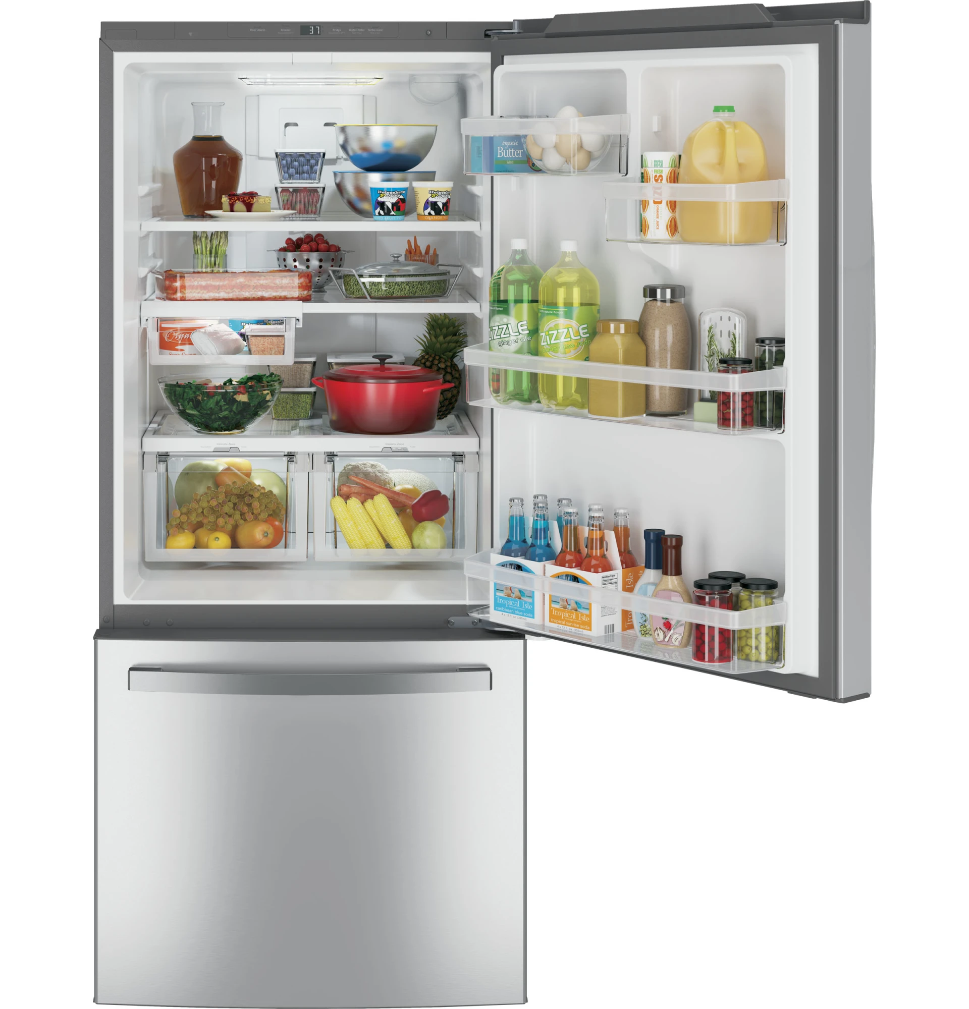 GE 30 in. 21.0 Cu. Ft. Slate Bottom Freezer Refrigerator AC Carlson