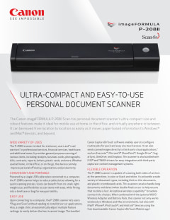 Canon imageFORMULA P-208II Portable, Mobile Document Scanner - TAA