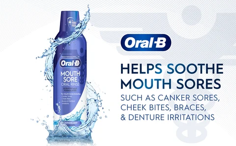 Oral B Mouth Sore Special Care Oral Rinse formulated against Canker Sores Cheek Bites Braces Denture Irritations Gum and Oral Irritations no