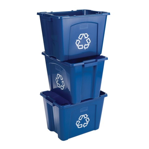 Rubbermaid Commercial Products, Recycling Bin/Box for Paper and Packaging,  Stackable, 18 GAL, for Indoors/Outdoors/Garages/Homes/Commercial