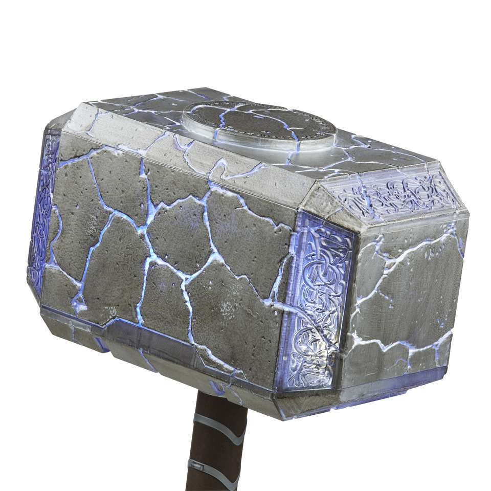 thumbnail video image 2 of Thor Love and Thunder Mjolnir Electronic Hammer Costume Accessory, by Marvel, 2 of 10
