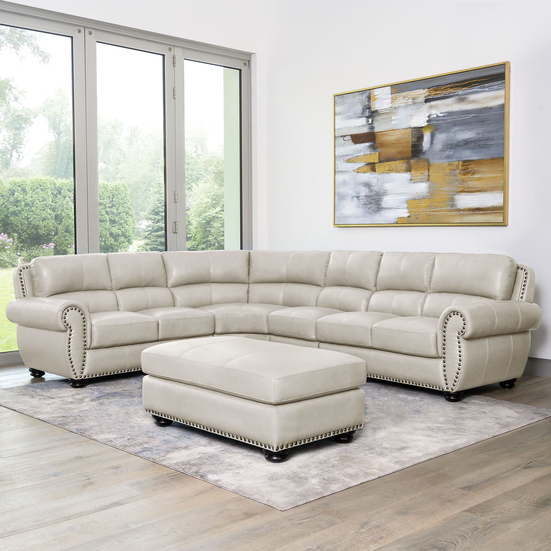 Austin Top Grain Leather Sectional With, Abbyson Living Leather Sectional Costco