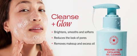 Woman adding lathering face with Exfoliating Gel Cleanser
