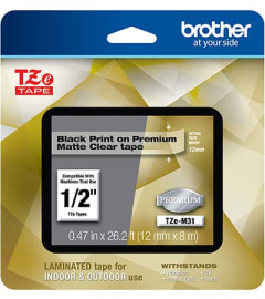 UPrint - Ruban d'étiquettes auto-adhésives pour Brother TZe131 - 1 rouleau  (12 mm x 8 m) - fond transparent écriture noire