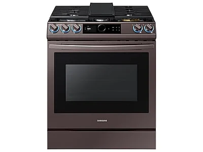 NX60T8711ST Samsung 30 Front Control Wifi Enabled Slide In Gas Range with Air Fry and Smart Dial Fingerprint Resistant Tuscan Stainless Steel