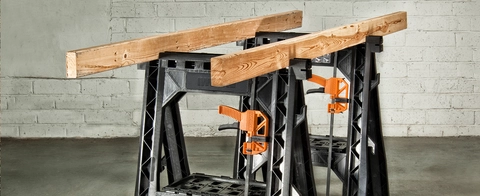 Worx Clamping Sawhorse Pair with Bar Clamps Built in Shelf Cord Hooks Sam s Club