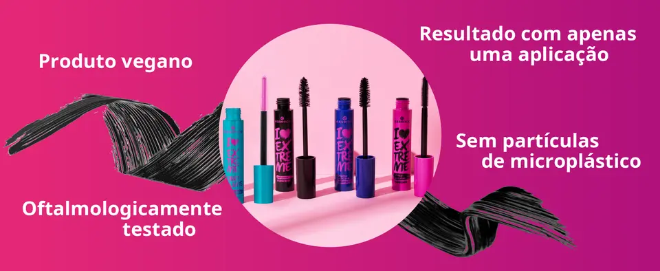 imagem com quatro máscaras de cílios no fundo rosa