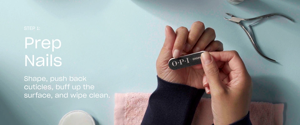 Step 1 prep nails and push back cuticles