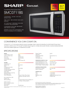 SMC0710BW Sharp 0.7 cu. ft. 700W Sharp White Carousel Countertop Microwave  Oven