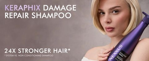 Nexxus Keraphix Shampoo with 24X stronger hair plus note comparing system vs non-cond. shampoo hair