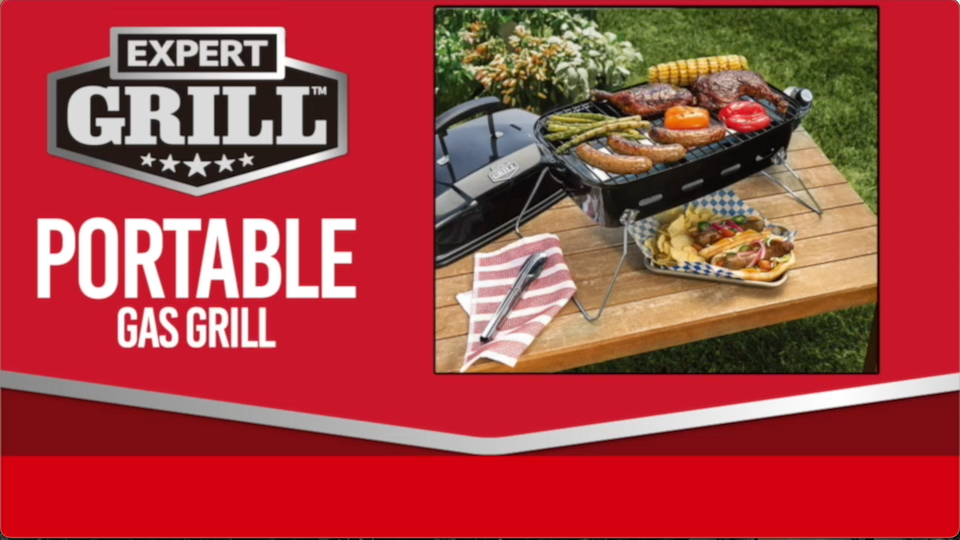 thumbnail video image 2 of Expert Grill 1-Burner Black Portable Propane Gas 17.5 inch Grill, with Removable Lid, 2 of 14