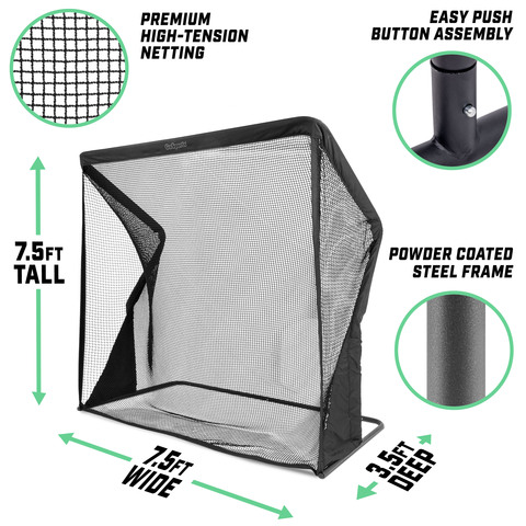 Dimensions for our Golf Net Elite 12 ft x 10 ft x 8.5 ft