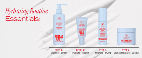 First Aid Beauty Hydrating Lineup with Face Cleanser, Eye Cream, Serum, and Ultra Repair Cream