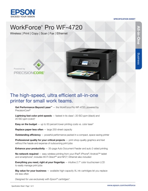 Epson Workforce Pro Wf 4720 Wireless All In One Printer 8625