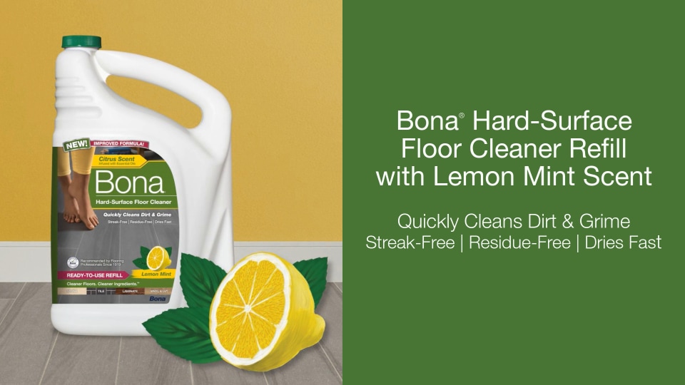 thumbnail video image 2 of Bona® Multi-Surface Floor Cleaner, for Stone Tile Laminate and Vinyl LVT/LVP with Lemon Mint Scent Refill 128 Fl Oz, 2 of 12