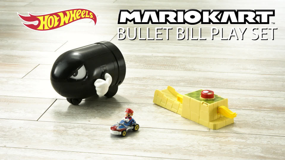 thumbnail video image 2 of Hot Wheels ​Mario Kart Bullet Bill Launcher and Mario Kart Play Vehicle, 2 of 7