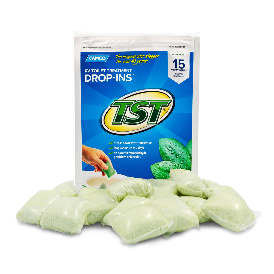 Camco Waste Holding Tank Treatment, Green, 15 Drop-INs, 40 Gallon