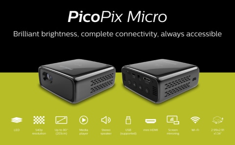 Philips PicoPix Micro, LED DLP, up to 80