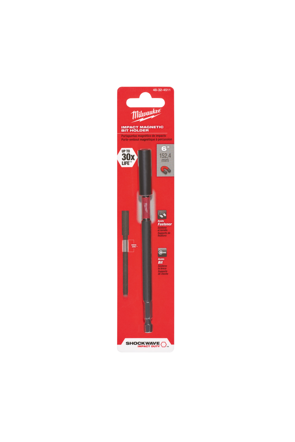 Milwaukee Shockwave 6" Impact Magnetic Bit Holder 48-32-4511 - NEW