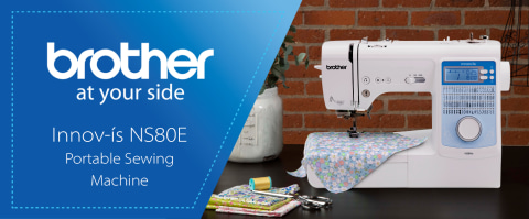 Brother At Your Side. Innov-is NS80E Portable Sewing Machine. Machine sewing a floral print fabric 