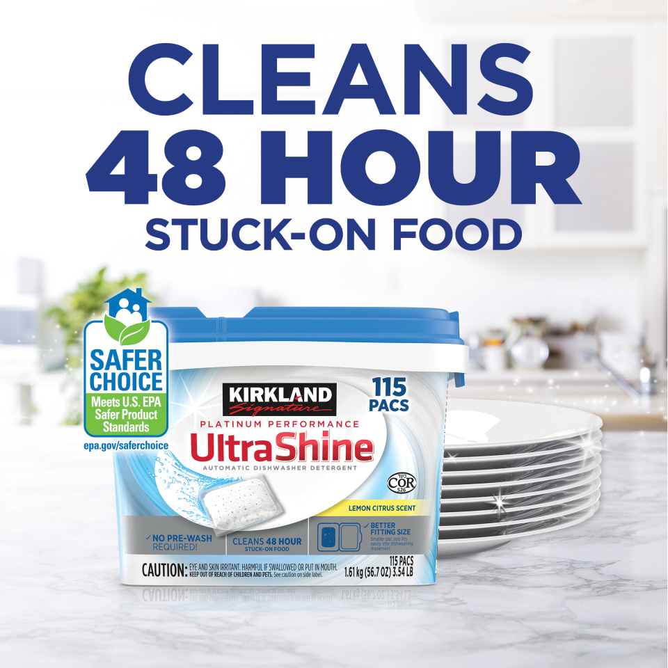 kirkland signature platinum performance ultrashine dishwasher detergent pacs