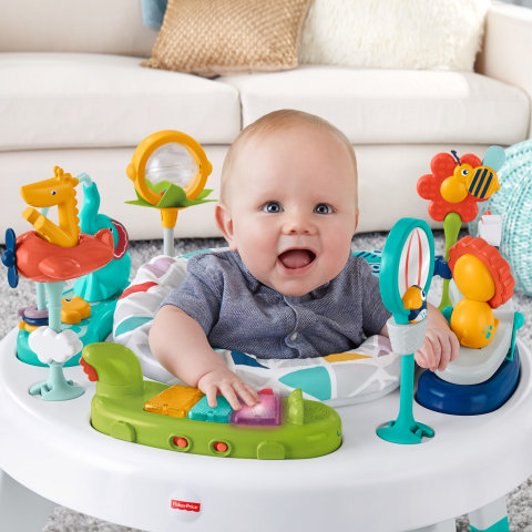 Fisher-Price Baby To Toddler Toy 3-In-1 Sit-To-Stand Activity Center With  Music Lights And Spiral Ramp, Jazzy Jungle
