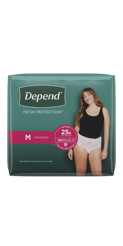 Depend Night Defense Adult Incontinence Underwear for Women, Disposable,  Overnight, Extra-Large, Blush, 12 Count, Packaging May Vary