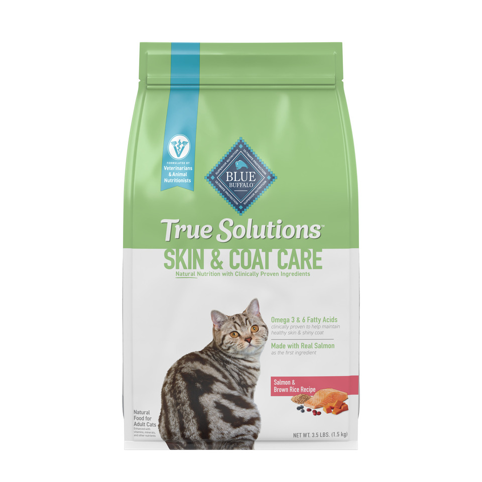 thumbnail video image 2 of Blue Buffalo True Solutions Skin & Coat Care Natural Dry Cat Food, Salmon, 3.5-lb. Bag, 2 of 14