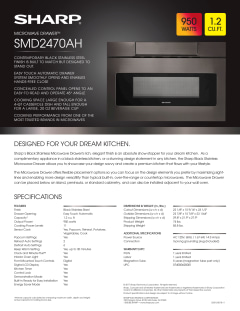 SMD2470AH by Sharp - 24 in. 1.2 cu. ft. 950W Sharp Black Stainless Steel  Microwave Drawer Oven