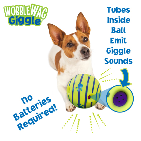 CREDIT 5 STAR Dog Toys Ball, Wobble Wiggle Giggle Treat Ball, for Dogs,  Interactive Dog Toys Play Safe Squeaky Ball (Green, 4.2 in)