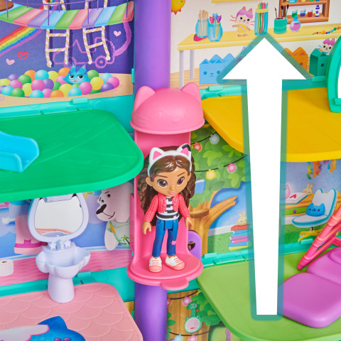 Gabby's Dollhouse - Casa de muñecas Purrfect con 2 figuras de juguete, 8  piezas de mobiliario, 3 accesorios, 2 entregas y sonidos, juguetes para  niños