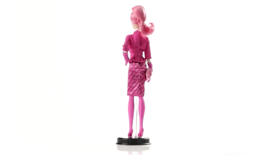 thumbnail video image 2 of Barbie 60th Anniversary Proudly Pink Doll with Ponytail & Logo Brooch, 2 of 13