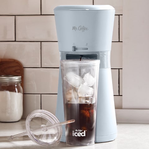 Mr. Coffee Iced Coffee Maker, Single Serve Hot and Cold Coffee Maker with  22 ounce Reusable Tumbler, Filter and Wholesalehome Cloth